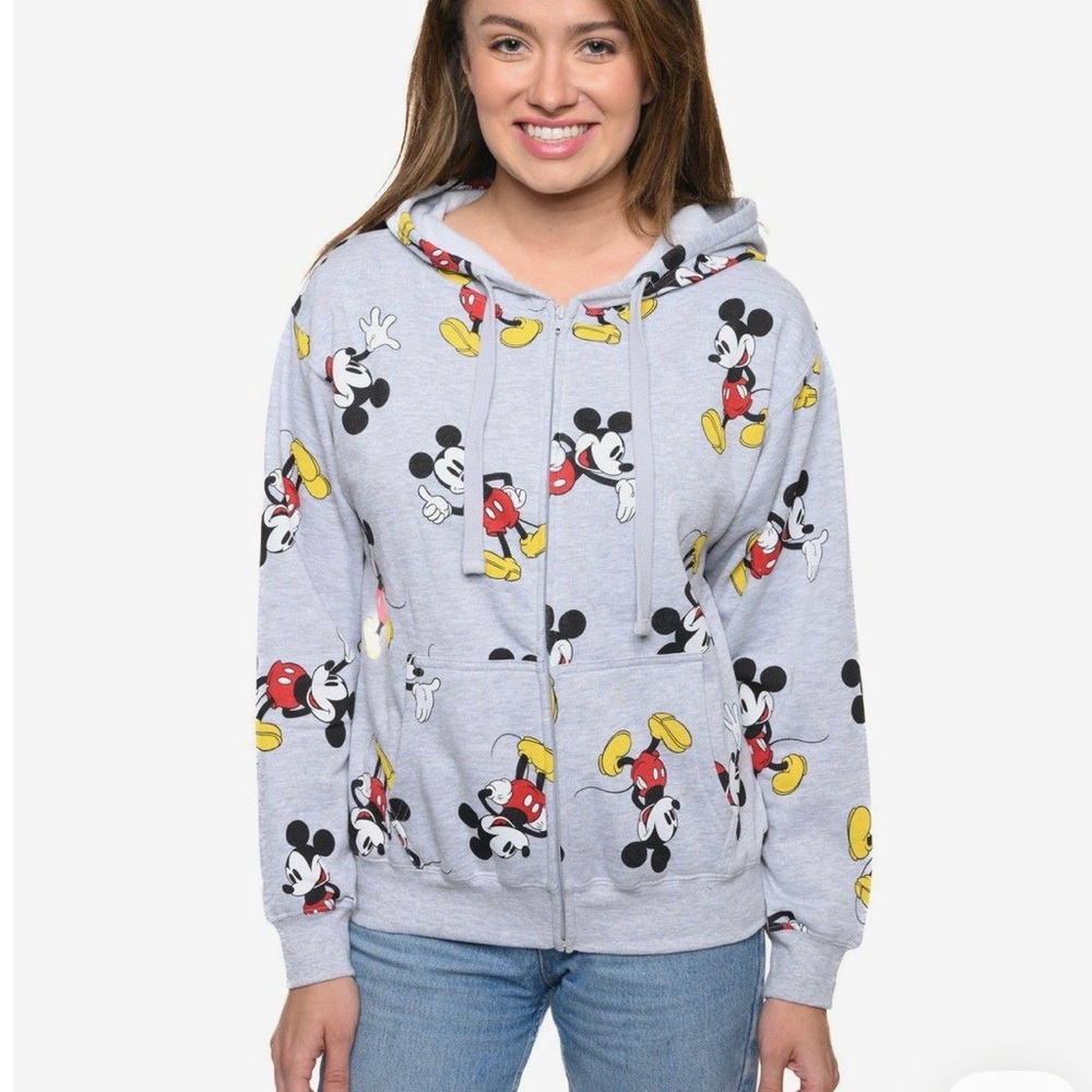 Disney Parks Full Zip Light Weight Gray Mickey Hoodie - Picture 2 of 7